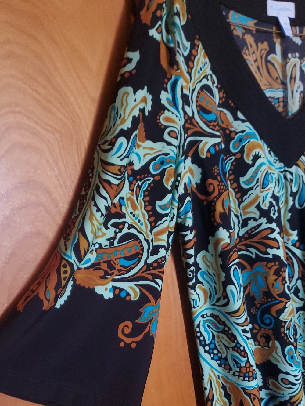 K Jordan Black Dress With Paisley Design Size 14 - Picture 4 of 5